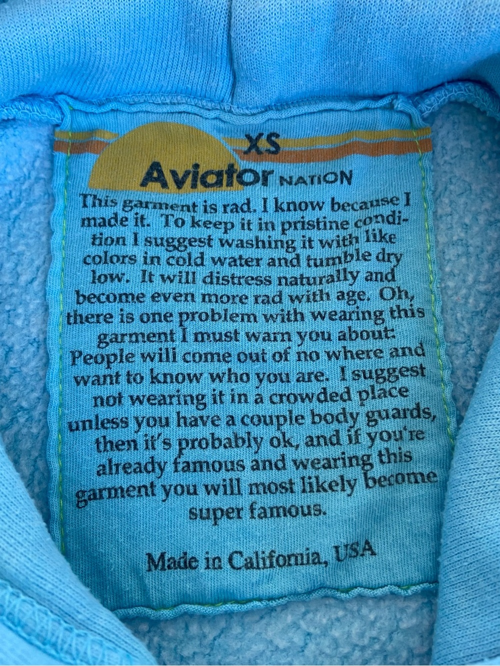 AVIATOR NATION Logo Hoodie in Light Blue 🌈 Unisex XS - Picture 4 of 17